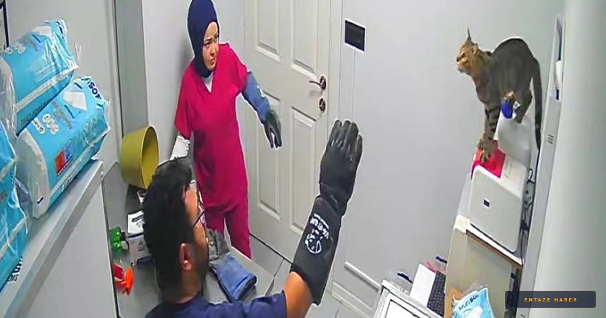Bursa'da Veteriner Kliniğinde Kedili Kaos: Tavan Lambasını Yere İndirdi
